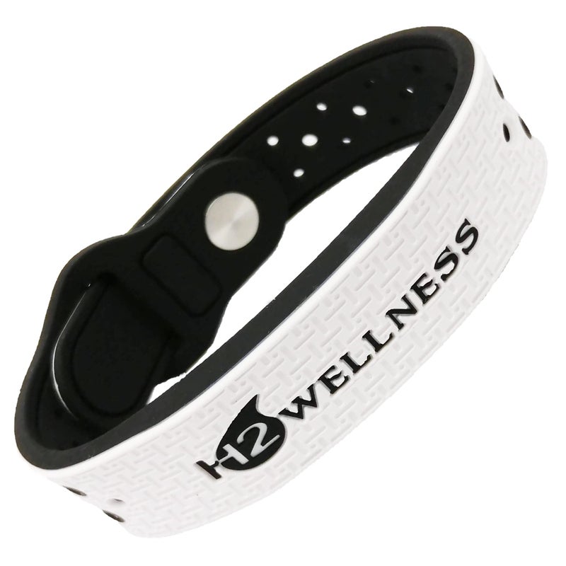 H2WELLNESS Magnetic Therapy Bracelet Super Ultra Strength Waterproof Breathable Comfortable Adjustable Infused with Titanium and Copper Sport Band White